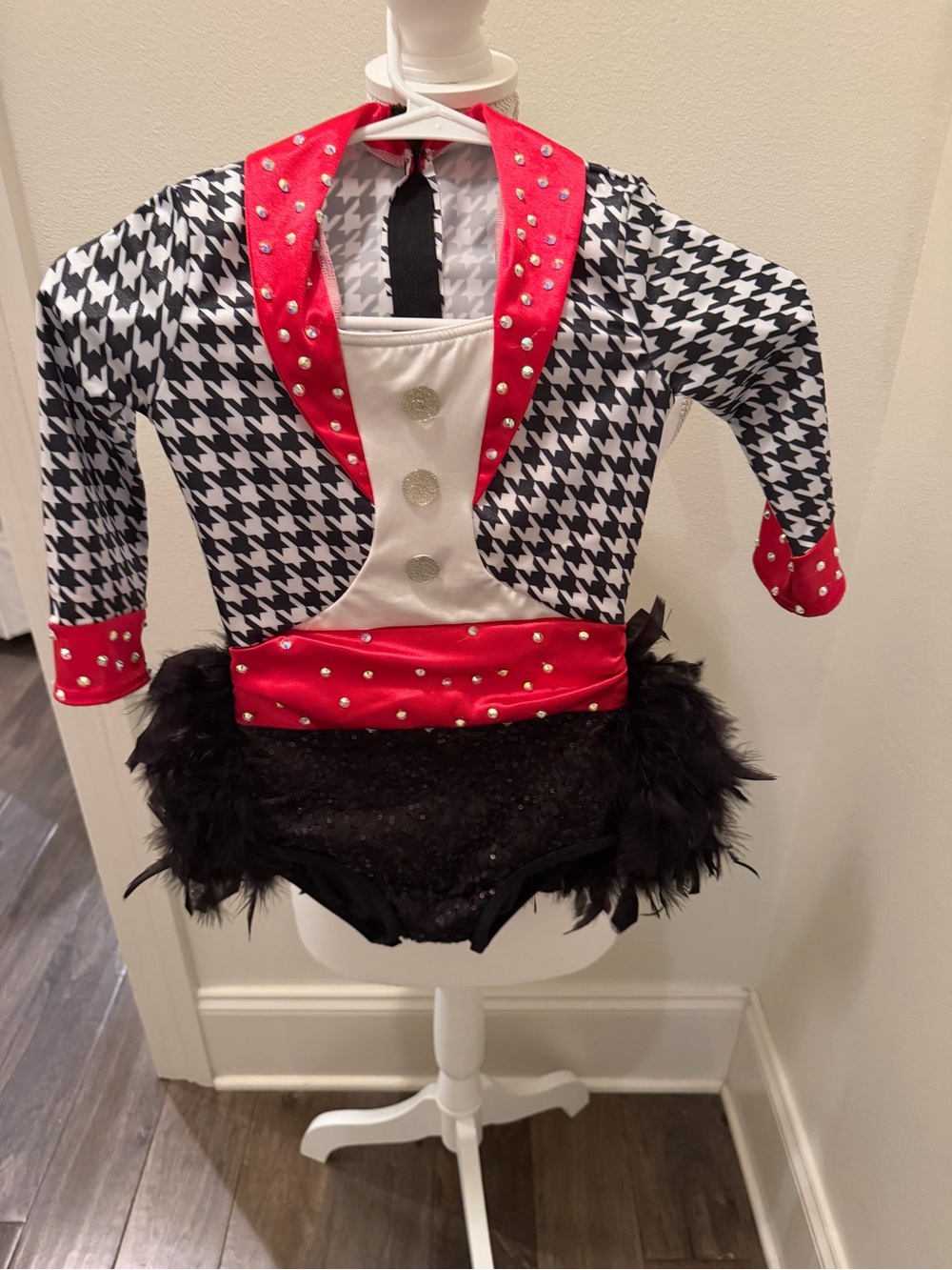 Weissman Black, White & Red Houndstooth Showgirl Costume-
Worn 1 time